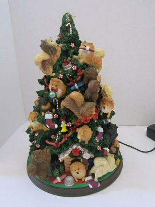 Danbury Pomeranian Dog Christmas Tree Lighted Figurine Rare