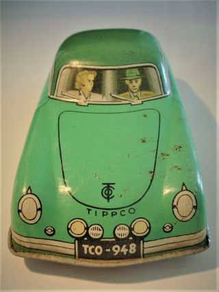 Tippco Tco - 948.  Porsche 356 Coupe 1958 Blech / Tin Clockwork/windup Rare/selten.