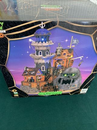 Lemax Spooky Town Isle Of Doom Lighthouse With Styrofoam Box Rare Halloween