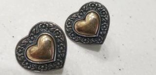 Rare Heart Of Gold Earrings By James Avery 14kt And Sterling.  Retired