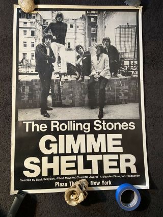 Rolling Stones Gimme Shelter Promo Poster Keith Richard Rare Nyc Plaza