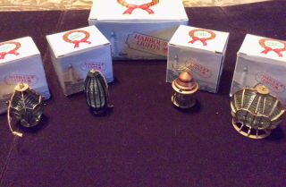 Rare 2004 Harbour Lights Fresnel Lens Christmas Ornament Set 718 With Boxes