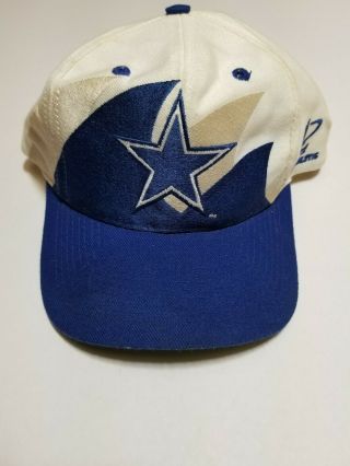 Vintage 90s Dallas Cowboys Logo Athletic Double Sharktooth Snapback Hat Cap Rare