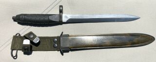 Very Rare - Danish Hmak Long Blade German Style Hk Bayonet And Wooden Scabbard