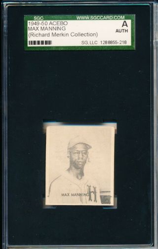 1949 50 Acebo Max Manning Negro League Rare Vhtf Toleteros - Like Sgc A = Psa