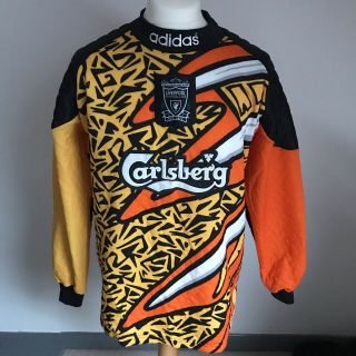 Ultra Rare Vintage Retro Adidas Liverpool Goalkeeper Shirt 1995 - 96 Medium