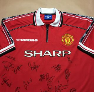 Signed Manchester United 1998 2000 Home Shirt Rare