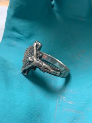 Extremely Rare James Avery Jesus Christ On The Cross Ring 925 Sterling Size 11