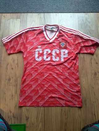 Very Rare Vintage 80s Cccp,  Soviet Union,  Ussr 3 Adidas Shirt,  Jersey 1988