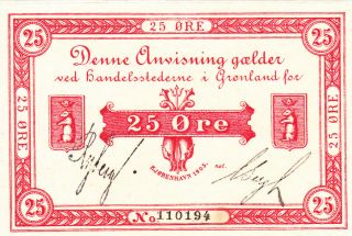 25 Ore Extra Fine Crispy Banknote From Greenland 1905 Pick - 4b Very Rare