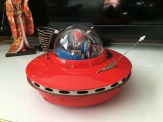 Rare Ko.  Yoshiya Flying Saucer Ufo Tin Toy From 1956 Japan Cragstan Vintage