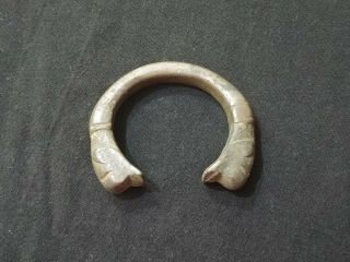 VERY UNUSUAL & RARE Bronze Bracelet with Two Snake Heads - Circa 200 - 400 AD 2
