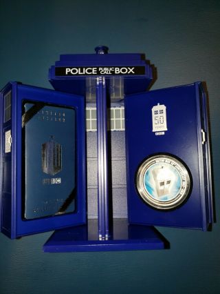 2013 - 1 Oz Silver Proof Coin - Tardis Doctor Who 50th Anniversary Rare