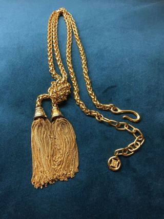 Rare Vintage Givenchy 18kt Gold Plated Tassel Pendant Necklace