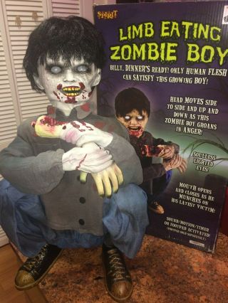 Spirit Halloween Limb Eating Zombie Baby Boy Animated Prop Sensor Activated Rare