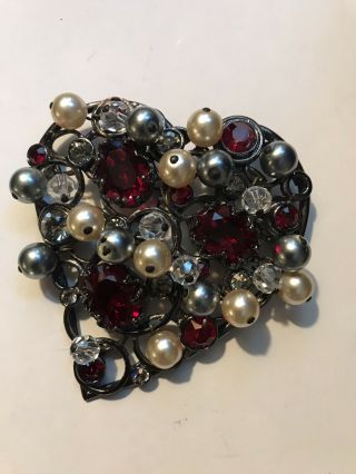 Vintage Rare Huge Ysl Paris Heart Pin/ Pendant