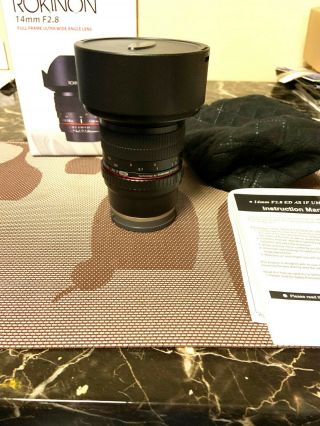 Rokinon 14mm F/2.  8 Ed As If Umc Lens For Sony E - Mount - Black Rarely