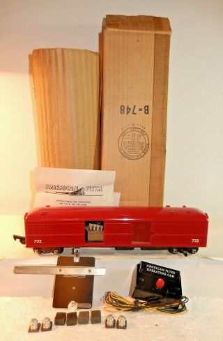American Flyer Brand New? Very Rare Red 732 Operating Baggage Car Complete Ob