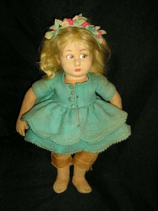 Rare Early Lenci Girl - 13 " Model 111 - Miniature " Logo " Doll Needing Much Tlc
