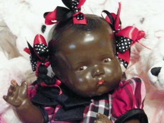 Rare " Topsy " Composition Black Baby Doll Large 18 " Size 1930 