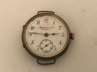 Rare Hirsbrunner & Co.  Shanghai15j Wwi Officers 1917 Military Trench Watch Runs