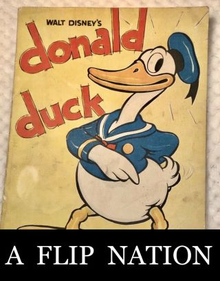 1935 Rare Donald Duck Linen Book Whitman 978 1st Dd Story /micky Cards
