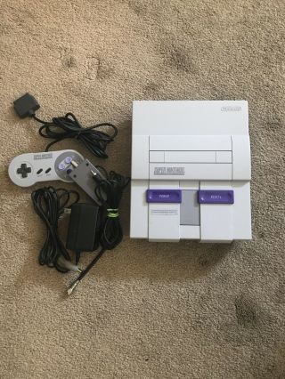 Nintendo Console Bundle Snes 1chip - 03 Very Rare Hard To Find Great Shape