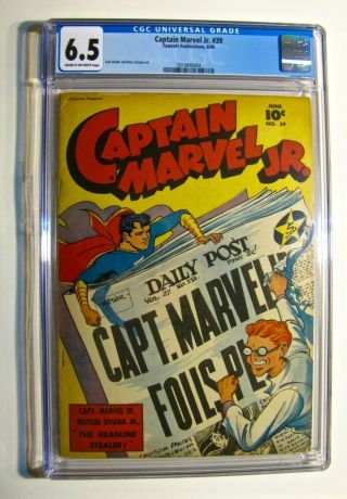 Captain Marvel Jr.  39 (fawcett June 1946) Cgc 6.  5 White To Off - White Pages Rare