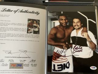 Mike Tyson & Roberto Duran Boxing Dual Signed Photo 10x8 - Psa Loa Rare