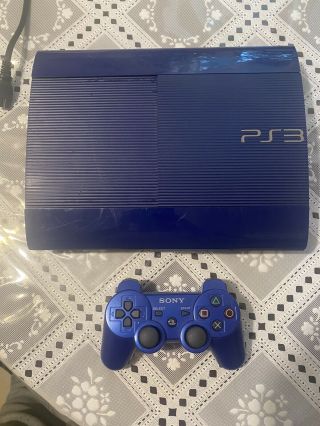 Sony Playstation 3 Slim Console Azurite Blue Ps3 System - Rare 250gb