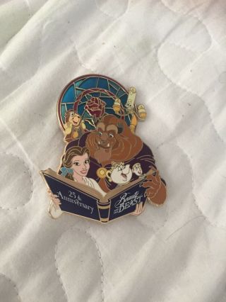 Disney Pin Wdi Beauty And The Beast 25th Anniversary Blue Book Le 250 Rare