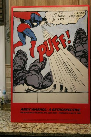 Rare Andy Warhol 1989 Moma Exhbt Litho Pop Art Print Poster Superman 1960
