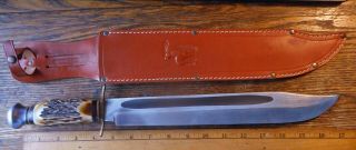 Rare Large Stag Olsen Knife Co.  Sol.  Germany 2706 R - 12 " Survival W /sheath