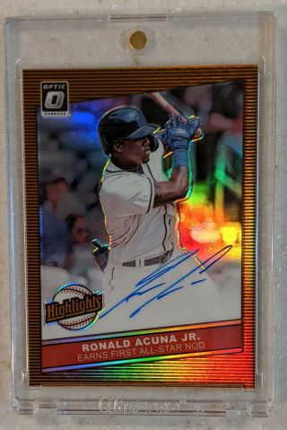 2020 Donruss Optic Baseball Ronald Acuna Jr.  Orange Highlights Auto /5 Very Rare