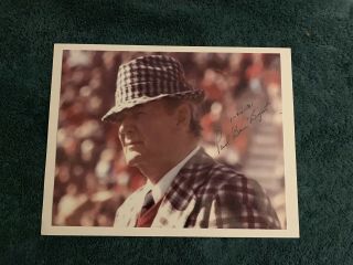 Price Drop Rare Paul Bear Bryant Signed Autographed 8x10 Photo Roll Tide