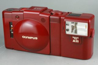 RARE Olympus XA2 Red Point & Shoot Film Camera Flash A11 154 2