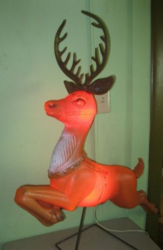 Vint Rare Poloron Reindeer 34 " Blow Mold Yard Art Christmas Decor Light Up 1