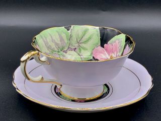 Paragon Rare Geranium Pattern Double Warrant 1939 Footed Teacup/saucer Floral