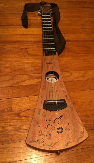 Rare Art Piece Decorated Drawing On Martin Backpacker Travel Acoustic Guitar