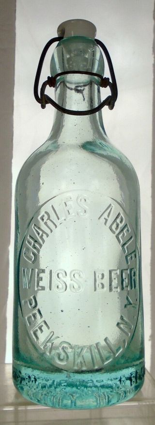 Charles Abele Weiss Beer Peekskill York Antique Blob Top Soda Bottle Rare