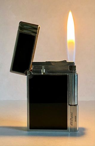 Vintage Lighter Dupont Gatsby Palladium & Black Laque Rare Very Good
