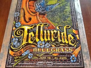Aj Masthay Telluride Bluegrass Poster 2015 Rare Distressed Silver Of 6 Panic