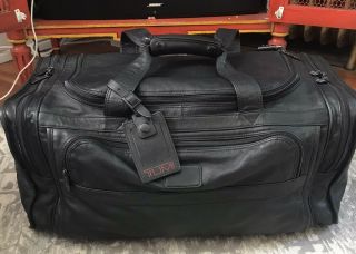 Ultra Rare Tumi Alpha Black Nappa Leather Xxl Carry Duffle Bag