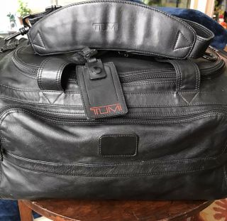 Ultra Rare Tumi Alpha Black Nappa Leather XXL Carry Duffle Bag 3