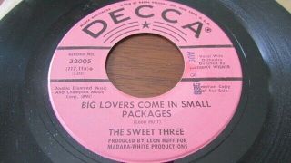 Rare Northern Soul 45 - The Sweet Three - Big Lovers Come In Small Packages - Dj