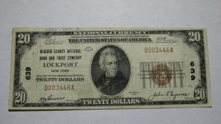 $20 1929 Lockport York Ny National Currency Bank Note Bill Ch.  639 Rare