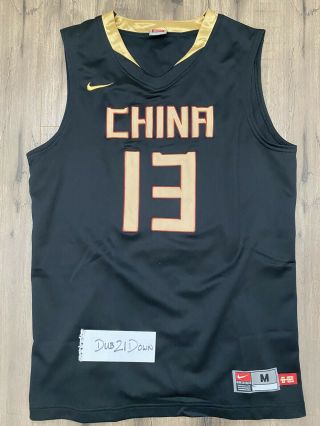 Rare Limited Nike Basketball Fiba Team China Yao Ming Jersey Sz M Black/gold