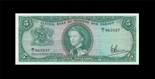 1964 British Colony Trinidad & Tobago Qeii $5 Rare ( (aunc))