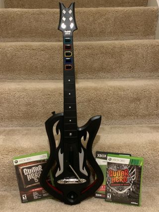 Xbox 360 Guitar Hero Warriors Of Rock Bundle (controller And 3 Games) - Rare