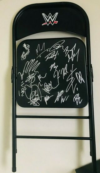 Wwe Roster Signed Autographed Full Size Steel Chair Shinsuke,  Liv Loaded,  Rare